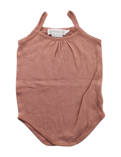 A Brown Sleeveless Bodysuits from Bonpoint in size 0-3M for girl. (Front View)