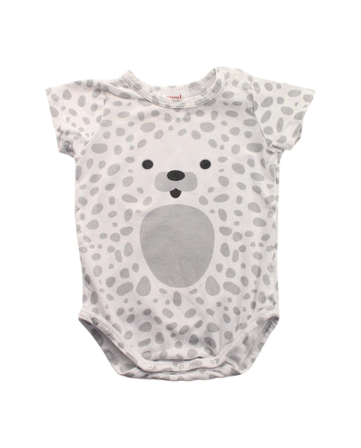 A Grey Short Sleeve Bodysuits from Seed in size 0-3M for girl. (Front View)
