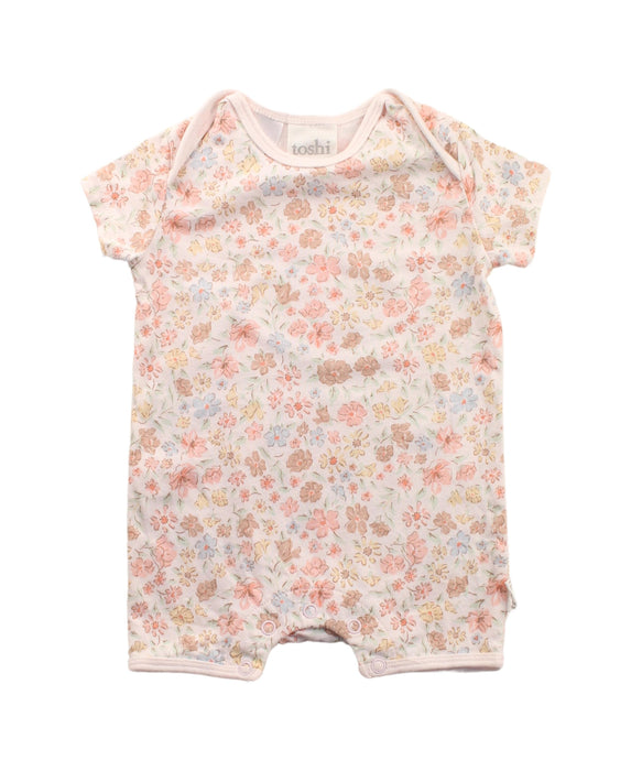 A White Short Sleeve Rompers from Toshi in size 0-3M for girl. (Front View)
