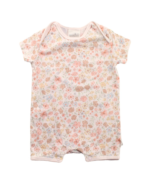 A White Short Sleeve Rompers from Toshi in size 0-3M for girl. (Front View)