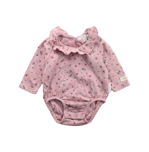 A Pink Long Sleeve Bodysuits from Purebaby in size 0-3M for girl. (Front View)