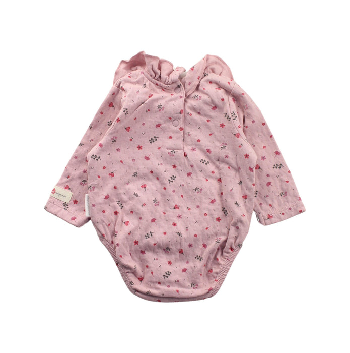 A Pink Long Sleeve Bodysuits from Purebaby in size 0-3M for girl. (Back View)