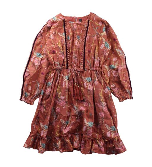 A Brown Long Sleeve Dresses from Velveteen in size 8Y for girl. (Front View)