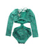 A Green Swimsuits from Mola Mola in size 10Y for girl. (Back View)