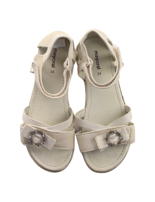 A White Sandals from Mayoral in size 9Y for girl. (Back View)