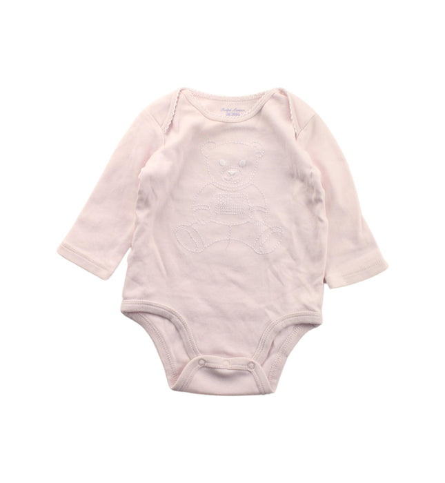 A Pink Long Sleeve Bodysuits from Ralph Lauren in size 0-3M for girl. (Front View)