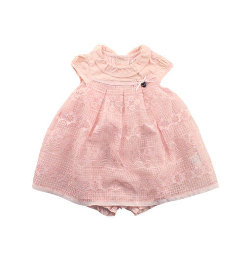 A Pink Short Sleeve Rompers from Kingkow in size 0-3M for girl. (Front View)