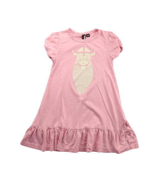 A Pink Short Sleeve Dresses from Dafenae in size 3T for girl. (Front View)