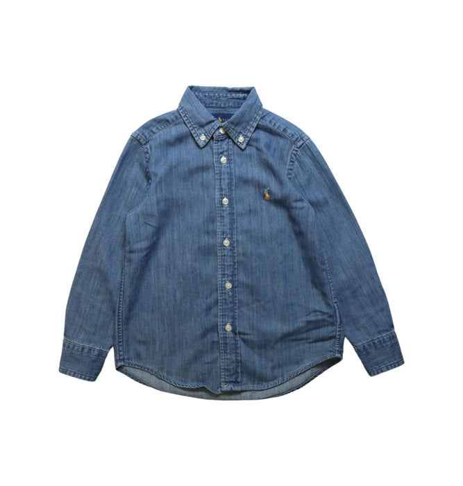 A Blue Long Sleeve Shirts from Ralph Lauren in size 4T for boy. (Front View)