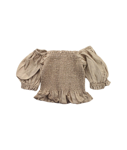 A Beige Short Sleeve Tops from Seed in size 4T for girl. (Front View)