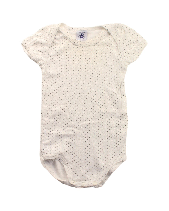 A Black Short Sleeve Bodysuits from Petit Bateau in size 6-12M for girl. (Front View)