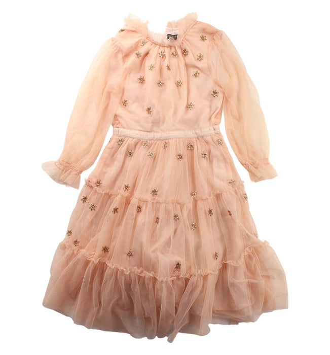 A Gold Long Sleeve Dresses from Velveteen in size 4T for girl. (Front View)