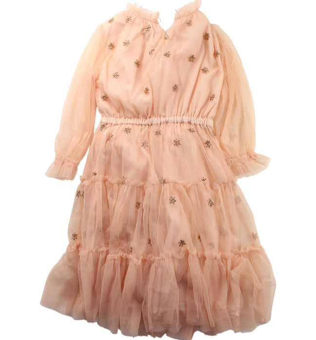 A Gold Long Sleeve Dresses from Velveteen in size 4T for girl. (Back View)