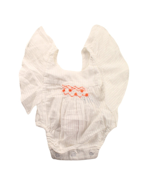 A White Short Sleeve Bodysuits from Velveteen in size 0-3M for girl. (Front View)