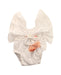 A White Short Sleeve Bodysuits from Velveteen in size 0-3M for girl. (Back View)