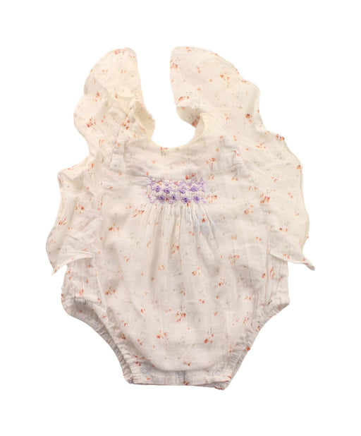 A White Short Sleeve Bodysuits from Velveteen in size 3-6M for girl. (Front View)