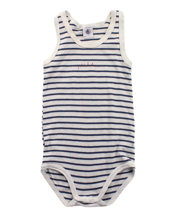 A Blue Sleeveless Bodysuits from Petit Bateau in size 2T for boy. (Front View)