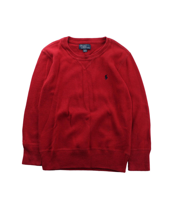 A Red Crewneck Sweatshirts from Polo Ralph Lauren in size 7Y for boy. (Front View)