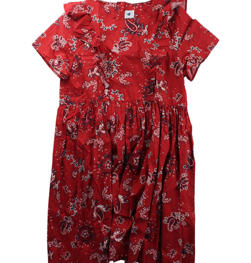 A Red Short Sleeve Dresses from Petit Bateau in size 10Y for girl. (Front View)