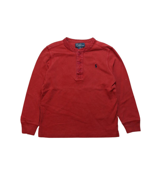 A Red Long Sleeve Tops from Polo Ralph Lauren in size 5T for boy. (Front View)