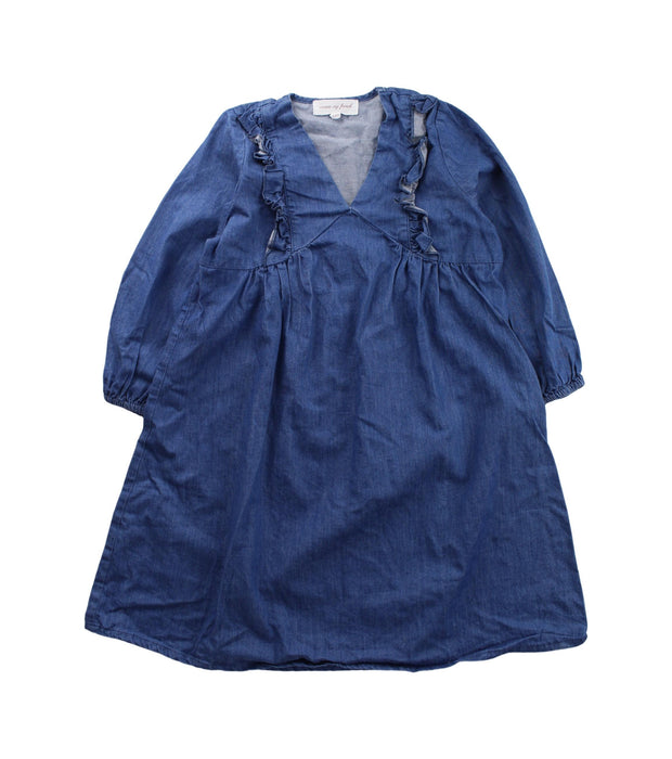A Blue Long Sleeve Dresses from Excuse My French in size 4T for girl. (Front View)