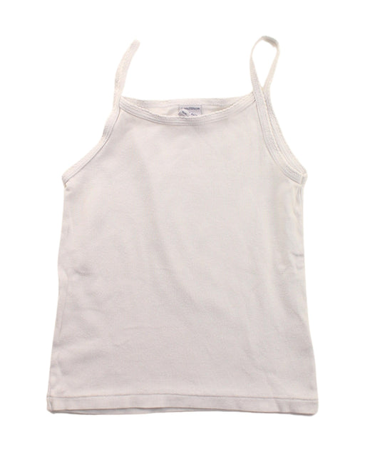 A White Sleeveless T Shirts from Petit Bateau in size 4T for girl. (Front View)