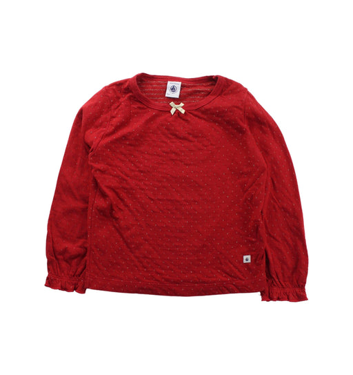 A Red Long Sleeve Tops from Petit Bateau in size 4T for girl. (Front View)