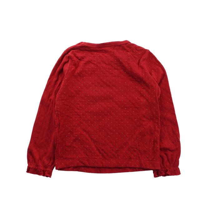 A Red Long Sleeve Tops from Petit Bateau in size 4T for girl. (Back View)