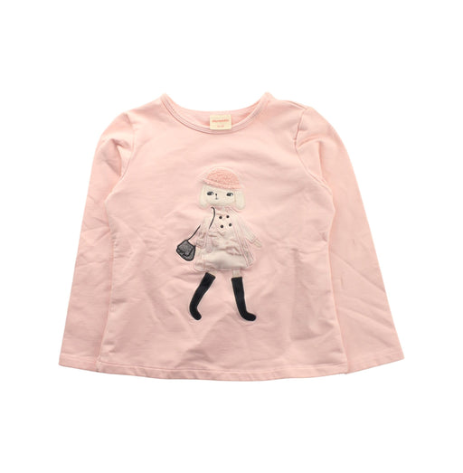A Pink Long Sleeve T Shirts from Momonittu in size 8Y for girl. (Front View)