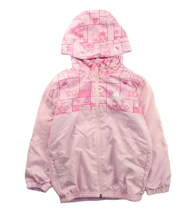 A Pink Zippered Sweatshirts from Adidas in size 5T for girl. (Front View)