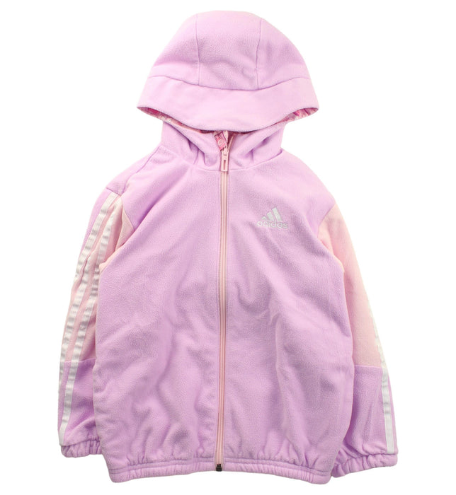 A Pink Zippered Sweatshirts from Adidas in size 5T for girl. (Back View)