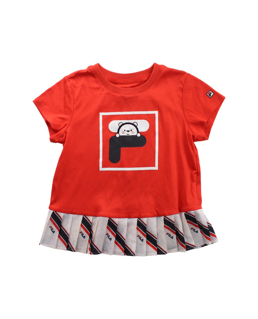 A Red Short Sleeve Dresses from Fila in size 5T for girl. (Front View)