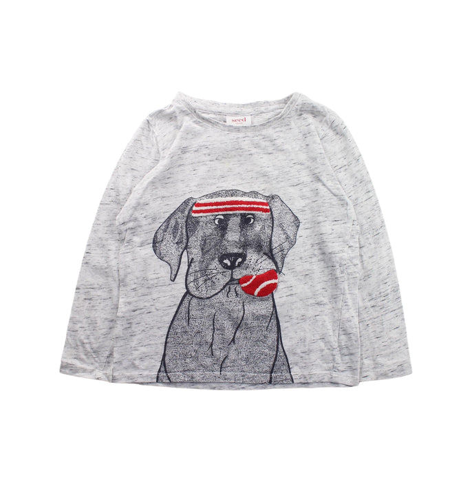 A White Long Sleeve T Shirts from Seed in size 5T for boy. (Front View)