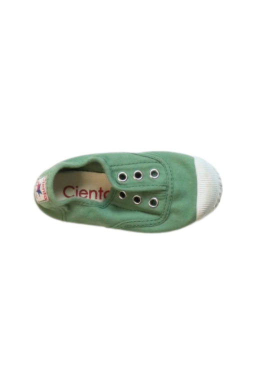 A Green Slip Ons from Cienta in size 18-24M for boy. (Front View)