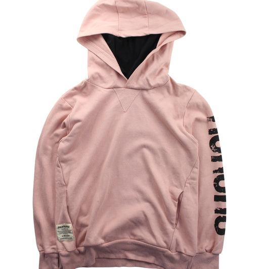 A Pink Hooded Sweatshirts from Nununu in size 6T for girl. (Front View)