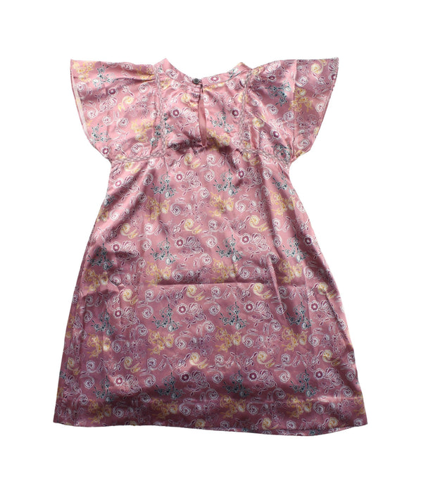 A Pink Short Sleeve Dresses from Velveteen in size 3T for girl. (Back View)