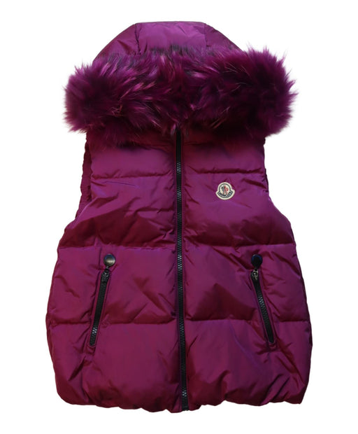 A Pink Outerwear Vests from Moncler in size 6T for girl. (Front View)