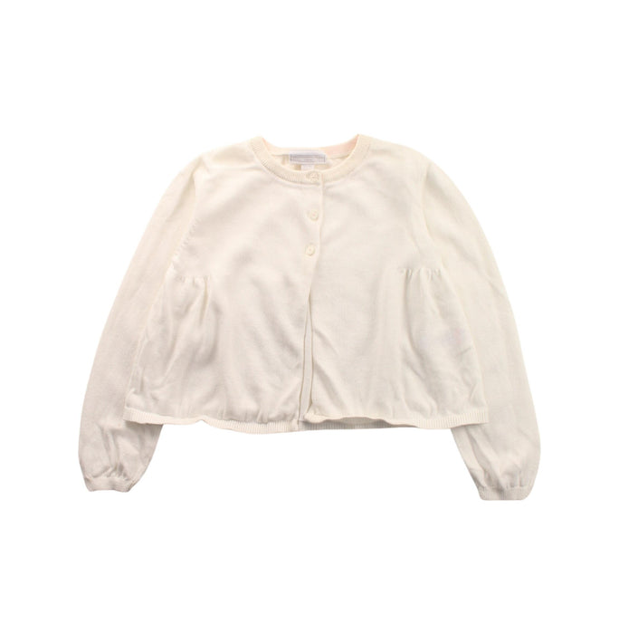A White Cardigans from The Little White Company in size 5T for girl. (Front View)
