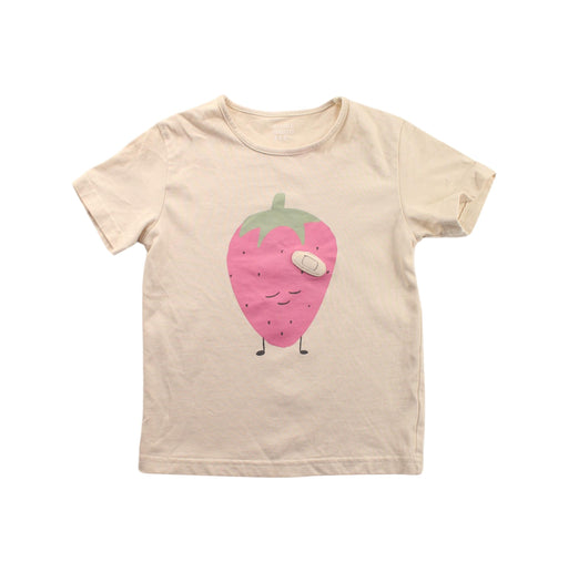 A Beige Short Sleeve T Shirts from Mimi Mono in size 4T for girl. (Front View)