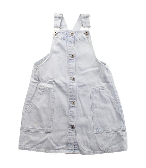 A White Overall Dresses from Seed in size 5T for girl. (Front View)