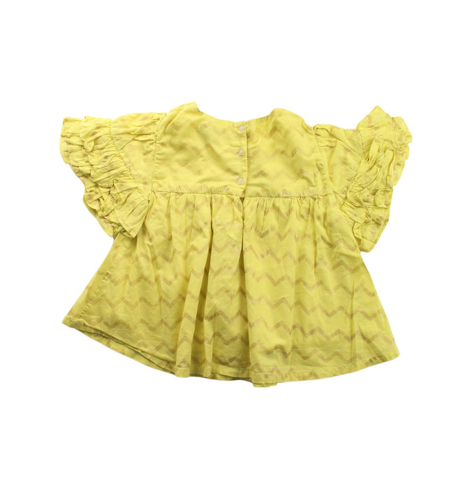 A Yellow Short Sleeve Tops from Velveteen in size 5T for girl. (Back View)