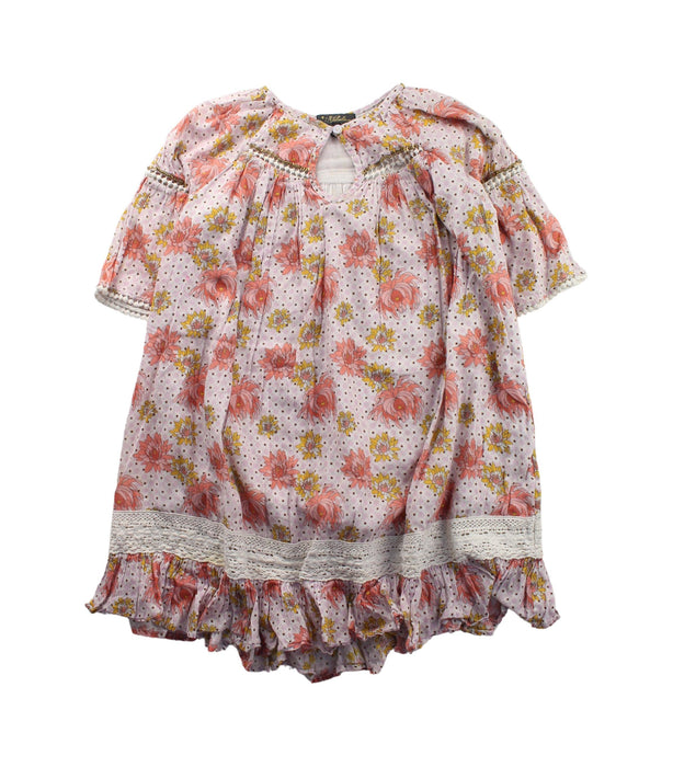 A White Short Sleeve Dresses from Velveteen in size 5T for girl. (Front View)