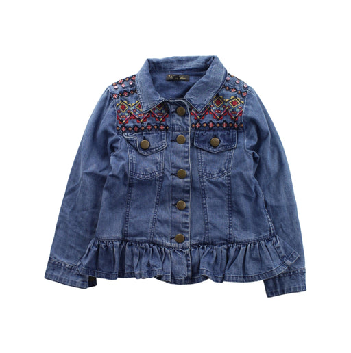 A Blue Lightweight Jackets from Velveteen in size 6T for girl. (Front View)