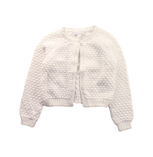 A White Cardigans from The Little White Company in size 4T for girl. (Front View)