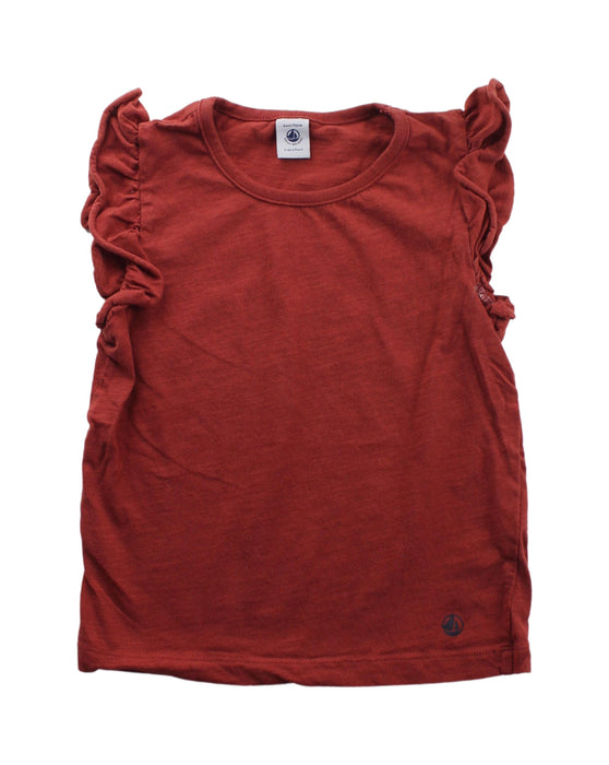 A Red Short Sleeve Tops from Petit Bateau in size 6T for girl. (Front View)