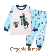 A Blue Pyjama Sets from Organic Mom in size 5T for boy. (Front View)