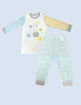 A White Pyjama Sets from Organic Mom in size 12-18M for boy. (Front View)