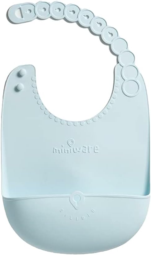 A Blue Bibs from Miniware in size O/S for boy. (Front View)