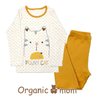 A Yellow Pyjama Sets from Organic Mom in size 2T for girl. (Front View)