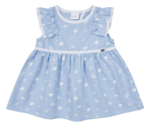 A Blue Sleeveless Dresses from Happyland in size 6-12M for girl. (Front View)